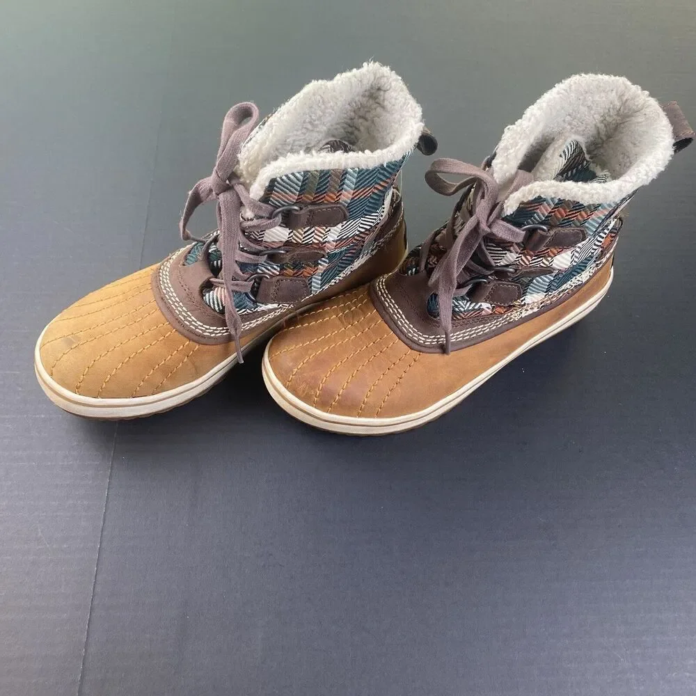 Womens Sorel Plaid Duck Boots Sz‎ 6.5 US/ 5 UK/ 38NL 1799-208 Waterproof Shoes